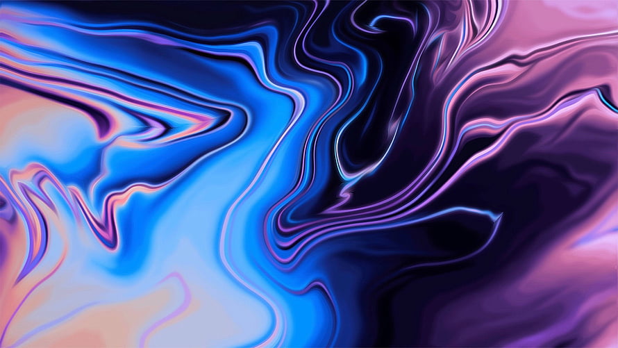 Vibrant Liquid Abstract Art with Swirling Blue and Purple Gradients HD wallpaper