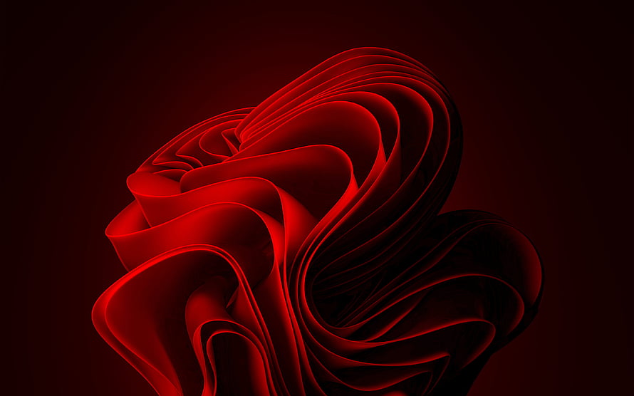 Windows 11 Ultra Red Abstract 3D Ribbon Wallpaper HD wallpaper