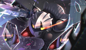 Dark Meta Knight from Kirby and the Amazing Mirror in a shattered crystal scene HD wallpaper