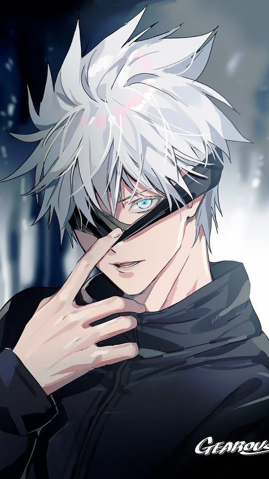 Satoru Gojo Anime Character Portrait With White Hair And Black Hoodie HD phone wallpaper