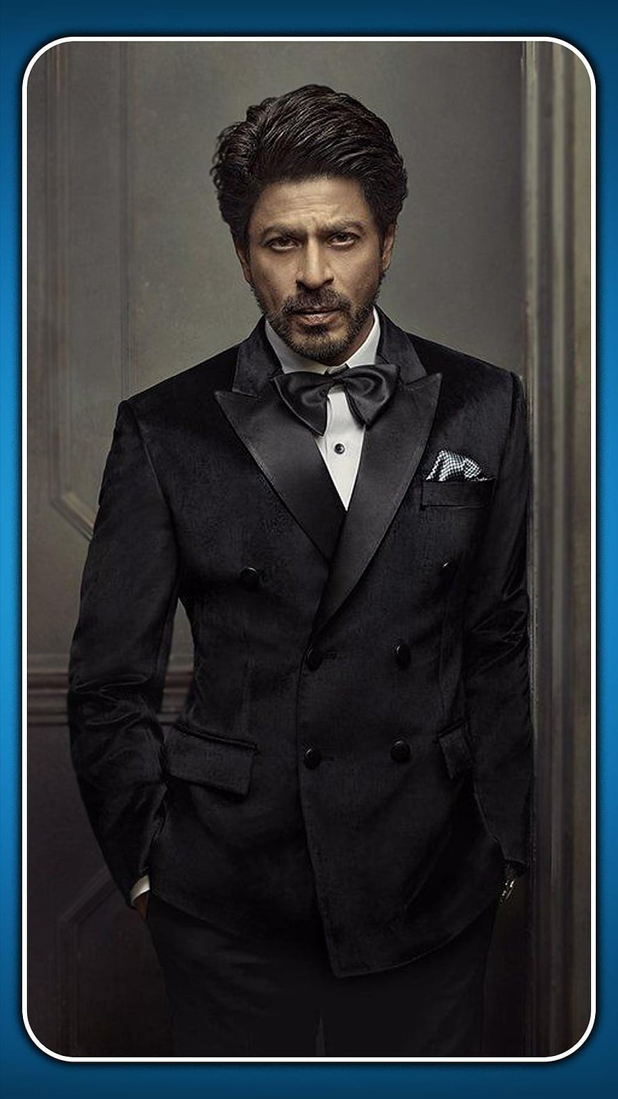 Shah Rukh Khan in a Formal Black Double-Breasted Tuxedo with Bow Tie HD phone wallpaper