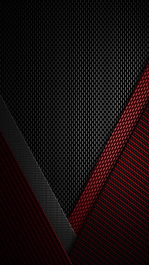 Sleek Black and Red Carbon Fiber Texture with Diagonal Geometric Accents HD phone wallpaper