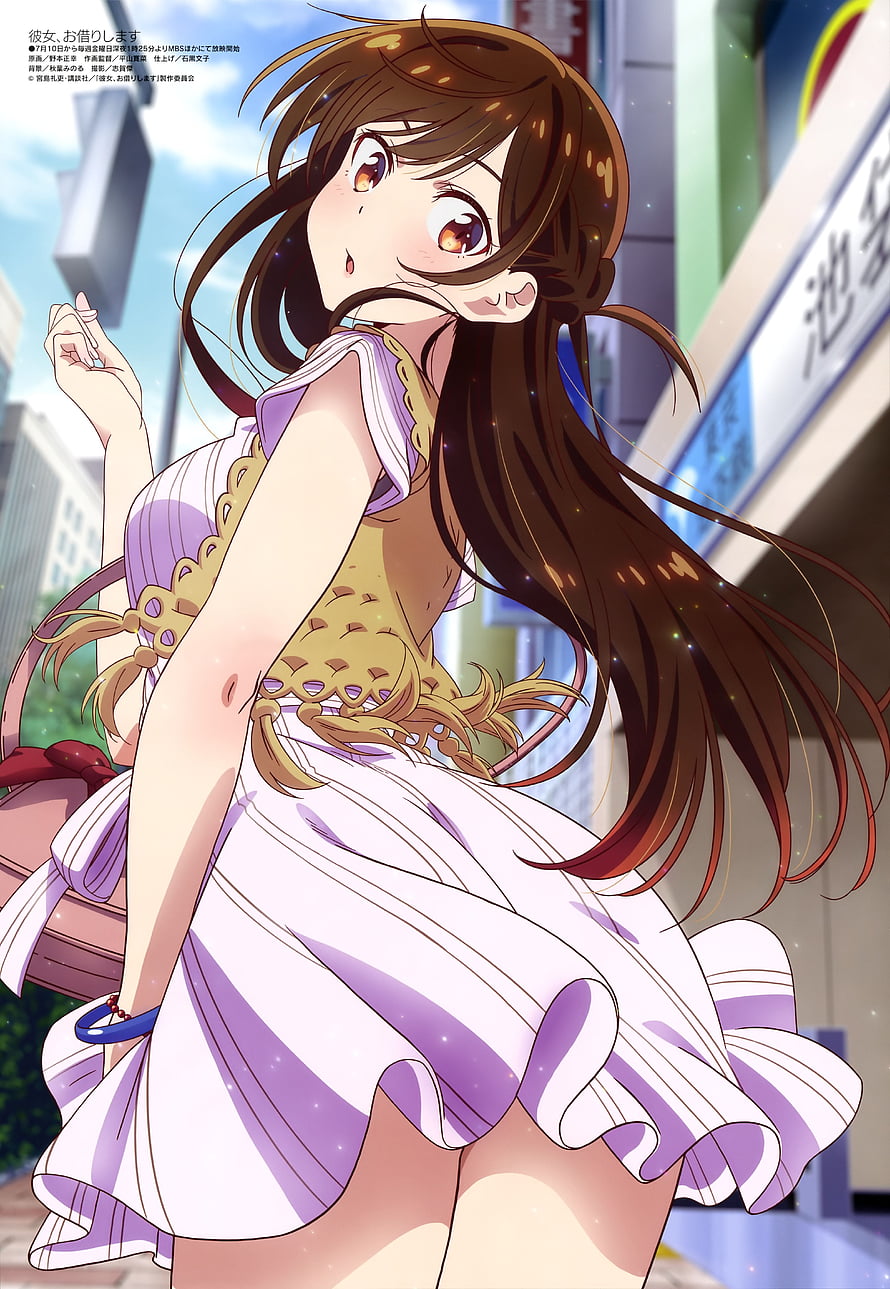 Rent A Girlfriend Anime Girl In Purple Dress On City Street HD phone wallpaper