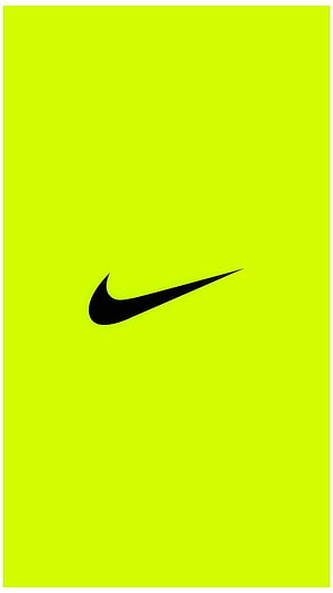 Nike Swoosh Logo on Vibrant Neon Green Background Minimalist Design HD phone wallpaper