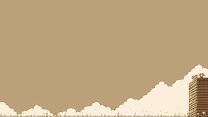 Minimalist Beige Skyline with Clouds and Tower Illustration HD wallpaper