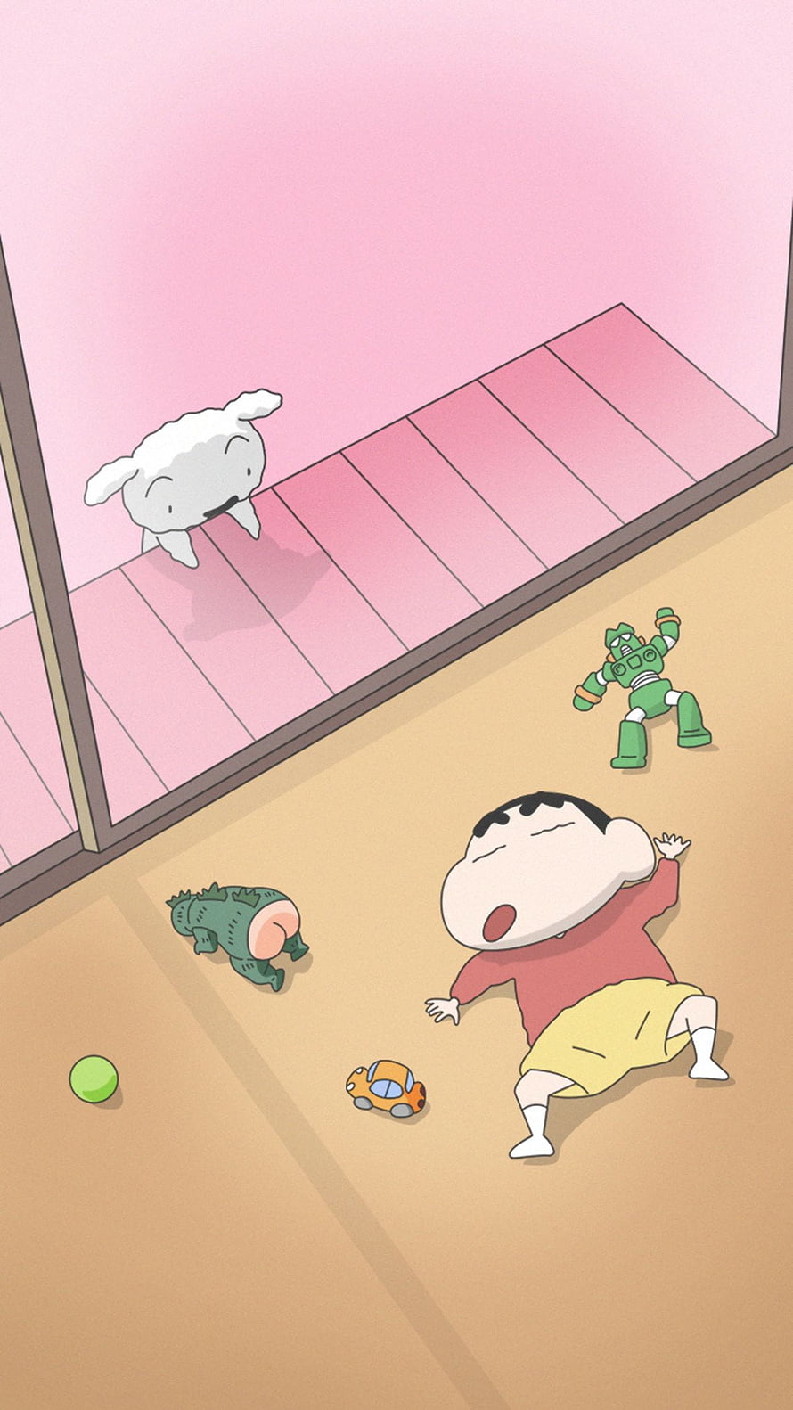 Shin-chan Playing with Toys and His Dog in a Cozy Room HD phone wallpaper