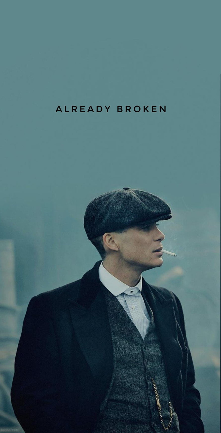 Peaky Blinders Tommy Shelby Profile in Flat Cap and Suit with Cigarette HD phone wallpaper