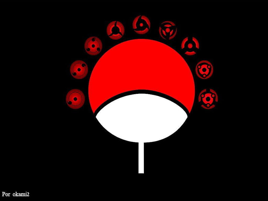 Naruto Sharingan Eye Evolution Chart with Red and White Minimalist Design HD wallpaper