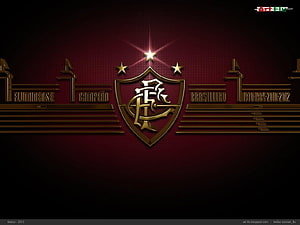 Fluminense Football Club Crest with Gold Shield and Championship Stars on Dark Red Background HD wallpaper