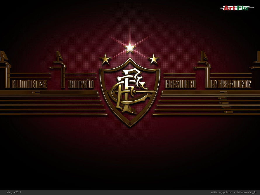Fluminense Football Club Crest with Gold Shield and Championship Stars on Dark Red Background HD wallpaper