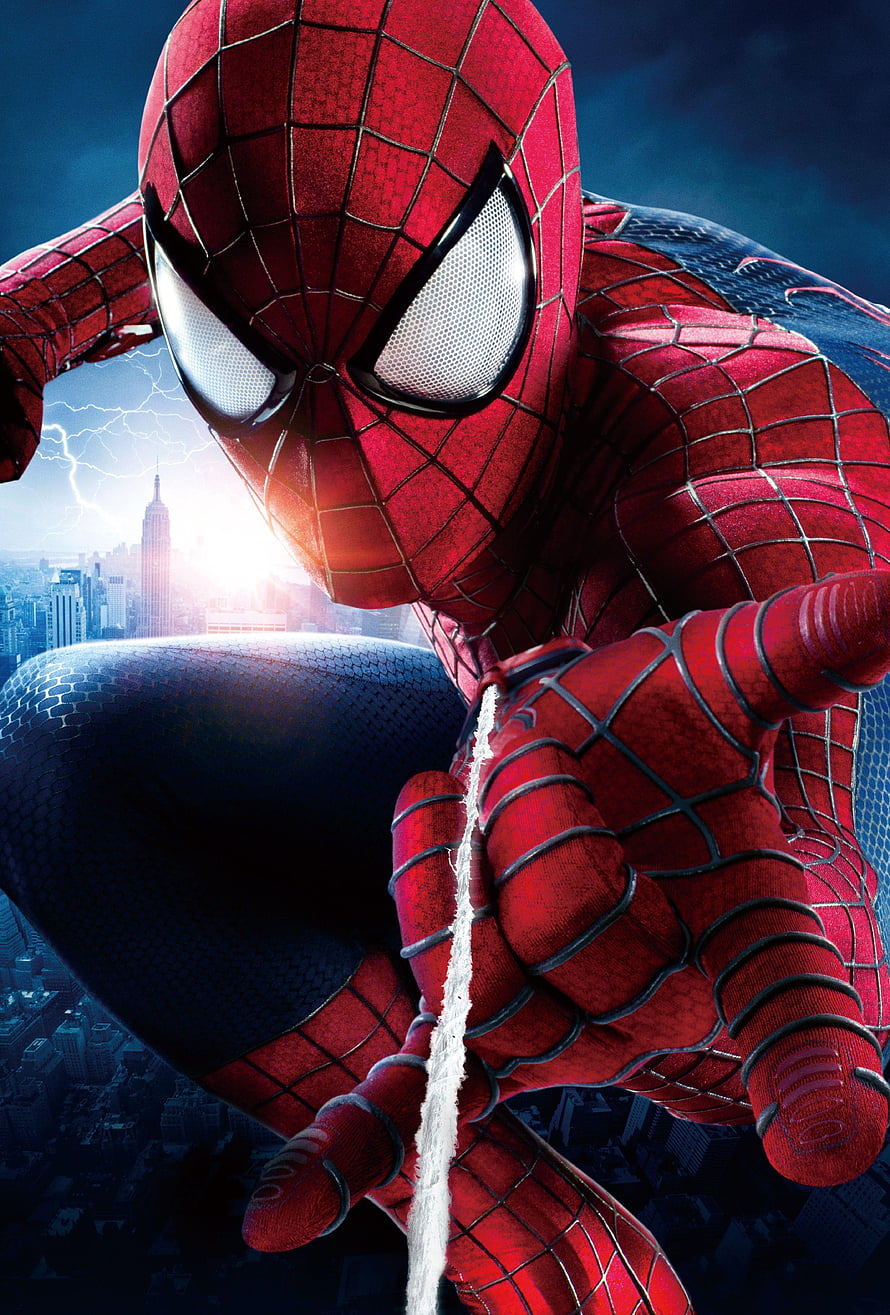 Spider-Man Crouching Over New York City Skyline With Web Line And Lightning Storm, Spiderman For Tablet Group, spiderman for android HD phone wallpaper