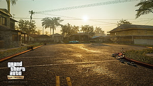 Grand Theft Auto San Andreas Definitive Edition Suburban Street at Golden Hour HD wallpaper