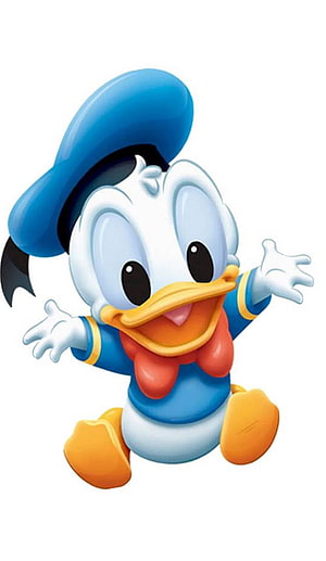 Baby Donald Duck in Blue Sailor Outfit with Red Bow Tie and Cap HD phone wallpaper