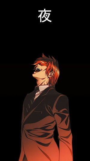 Light Yagami Anime Character Portrait in Dark Suit with Red Hair HD phone wallpaper