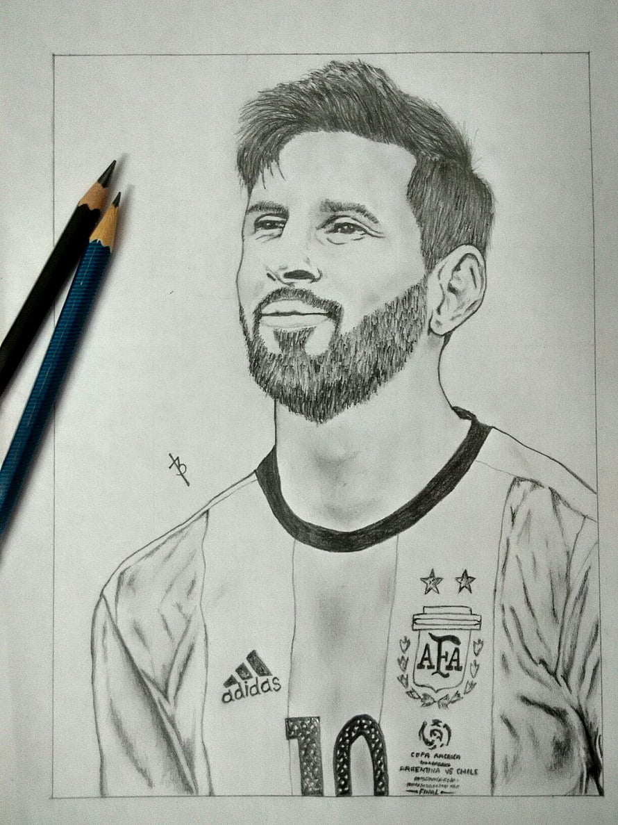 Lionel Messi Argentina National Team Pencil Portrait Sketch HD phone wallpaper