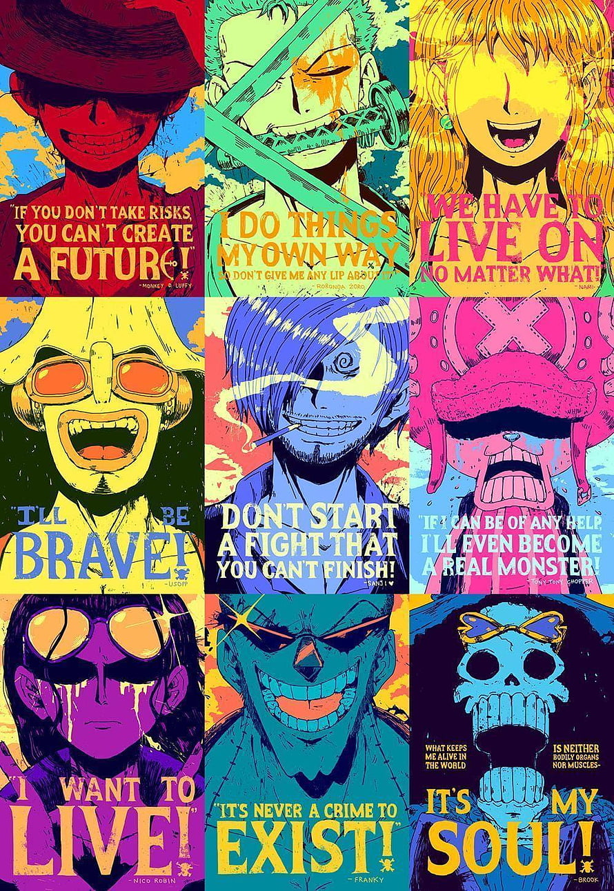 One Piece Straw Hat Crew Character Quotes Poster HD phone wallpaper