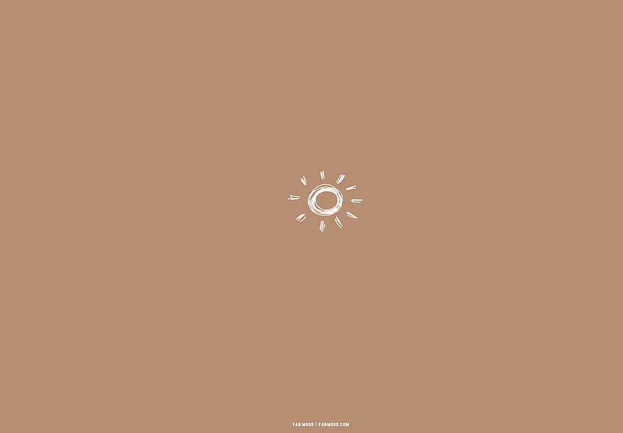 Minimalist White Sun Sketch on Warm Brown Background HD wallpaper