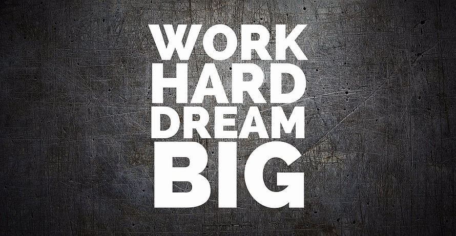 Work Hard Dream Big Motivational Quote on Dark Textured Concrete Wall HD wallpaper