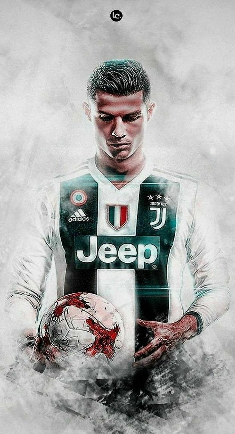 Cristiano Ronaldo in Juventus Kit Holding Soccer Ball Digital Art HD phone wallpaper