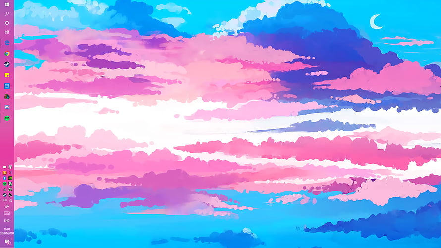 Trans Pride Sky with Pink and Blue Clouds and Crescent Moon HD wallpaper