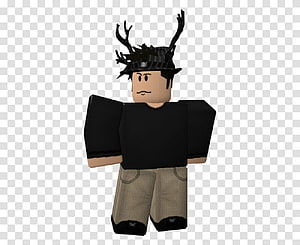 Roblox Boy Character Wearing Black Antler Hat and Shorts on Transparent Background HD wallpaper