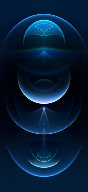 Abstract Blue Geometric Light Art with Symmetrical Curves and Glowing Orbs HD phone wallpaper