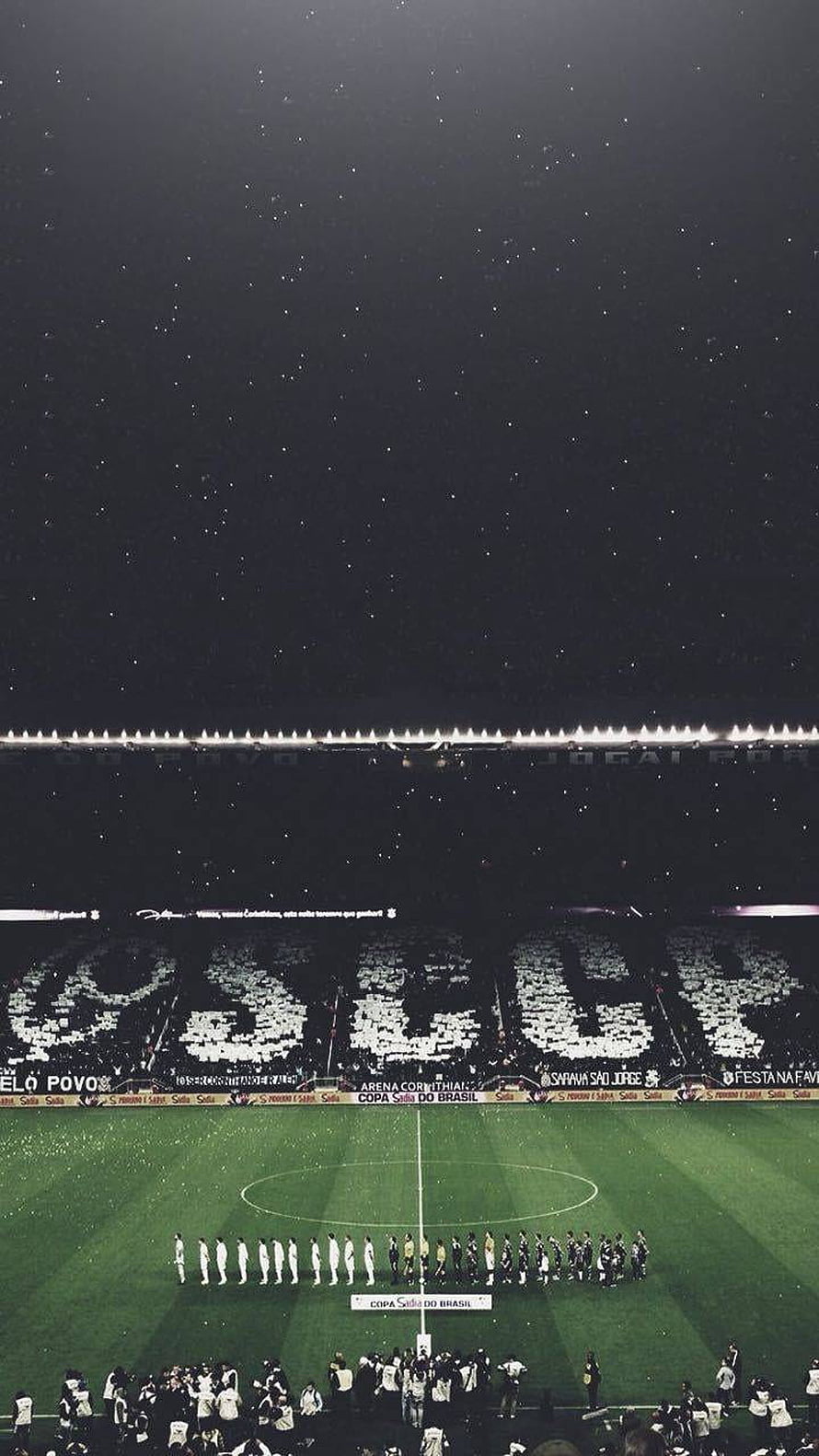 Arena Corinthians Night Match with Tifo Display and Starry Sky HD phone wallpaper