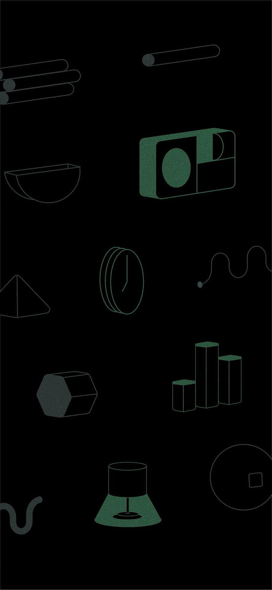 Minimalist Geometric Line Art Wallpaper with Dark Green and Black Palette HD phone wallpaper