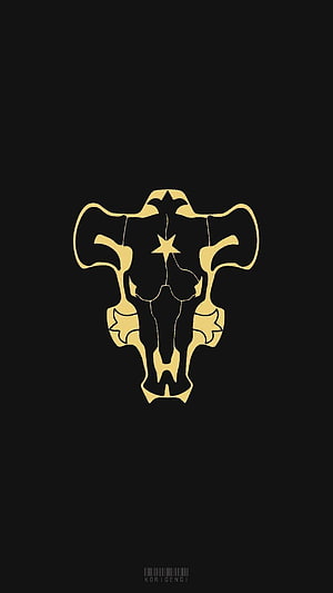 Black Clover Black Bull Squad Emblem Minimalist Gold Skull Design HD phone wallpaper