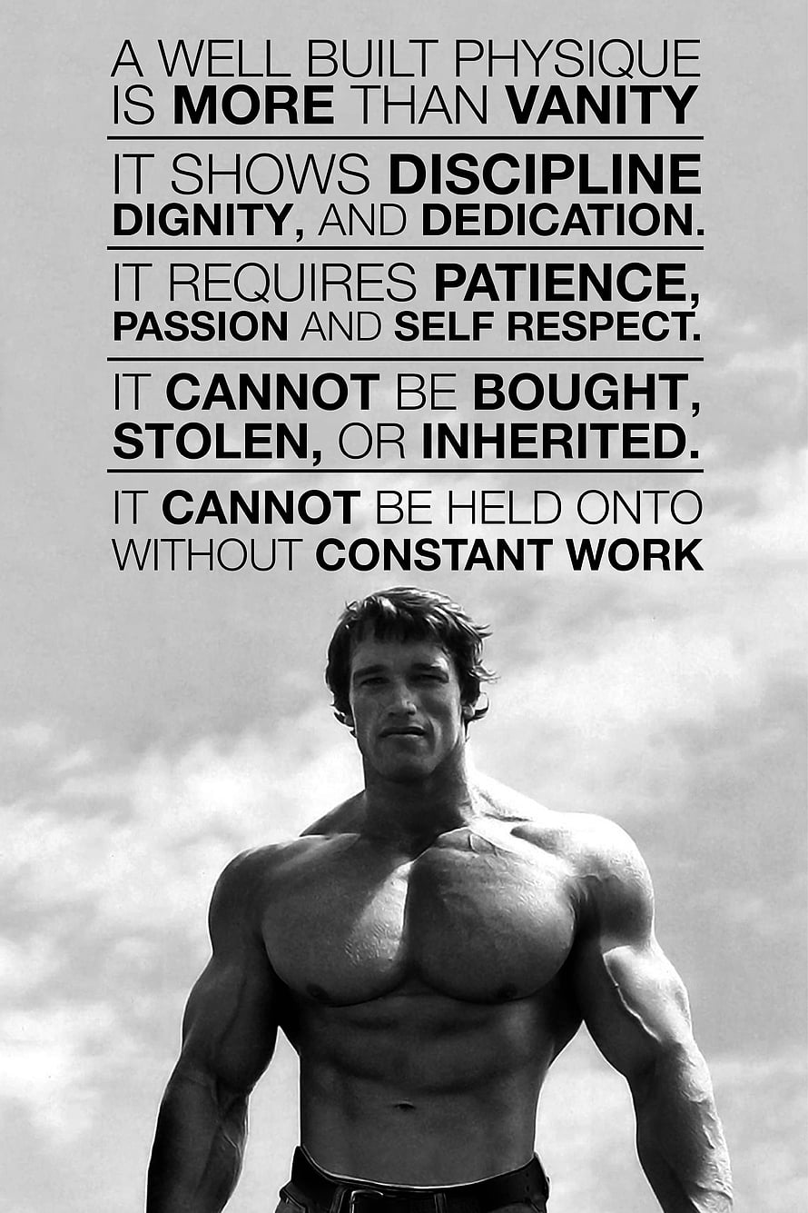 Black and White Arnold Schwarzenegger Bodybuilding Motivational Quote Poster HD phone wallpaper