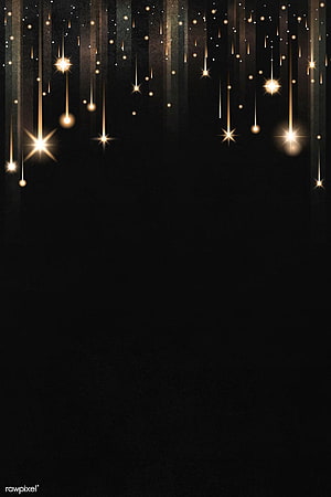 Elegant Gold Sparkles and Falling Stars on Black Background HD phone wallpaper