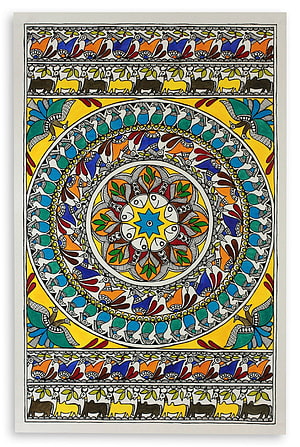 Ela Vohra Madhubani Art Painting with Vibrant Mandala and Folk Motifs HD phone wallpaper