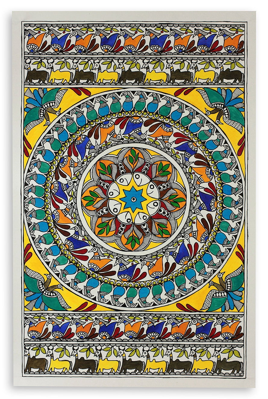 Ela Vohra Madhubani Art Painting with Vibrant Mandala and Folk Motifs HD phone wallpaper