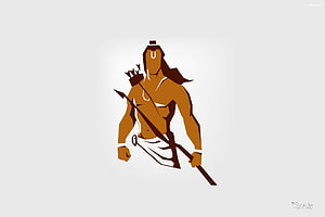 Stylized Vector Illustration of Lord Rama Holding a Bow and Arrow HD wallpaper