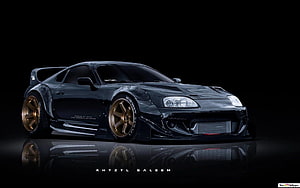 Custom Widebody Toyota Supra MK4 with Bronze Wheels on Black Background HD wallpaper