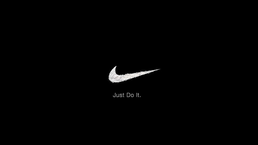 Nike Swoosh Logo with Just Do It Tagline on Black Background HD wallpaper