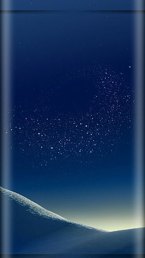 Serene Night Sky Over Snowy Dunes with Starry Constellation and Soft Horizon Glow HD phone wallpaper