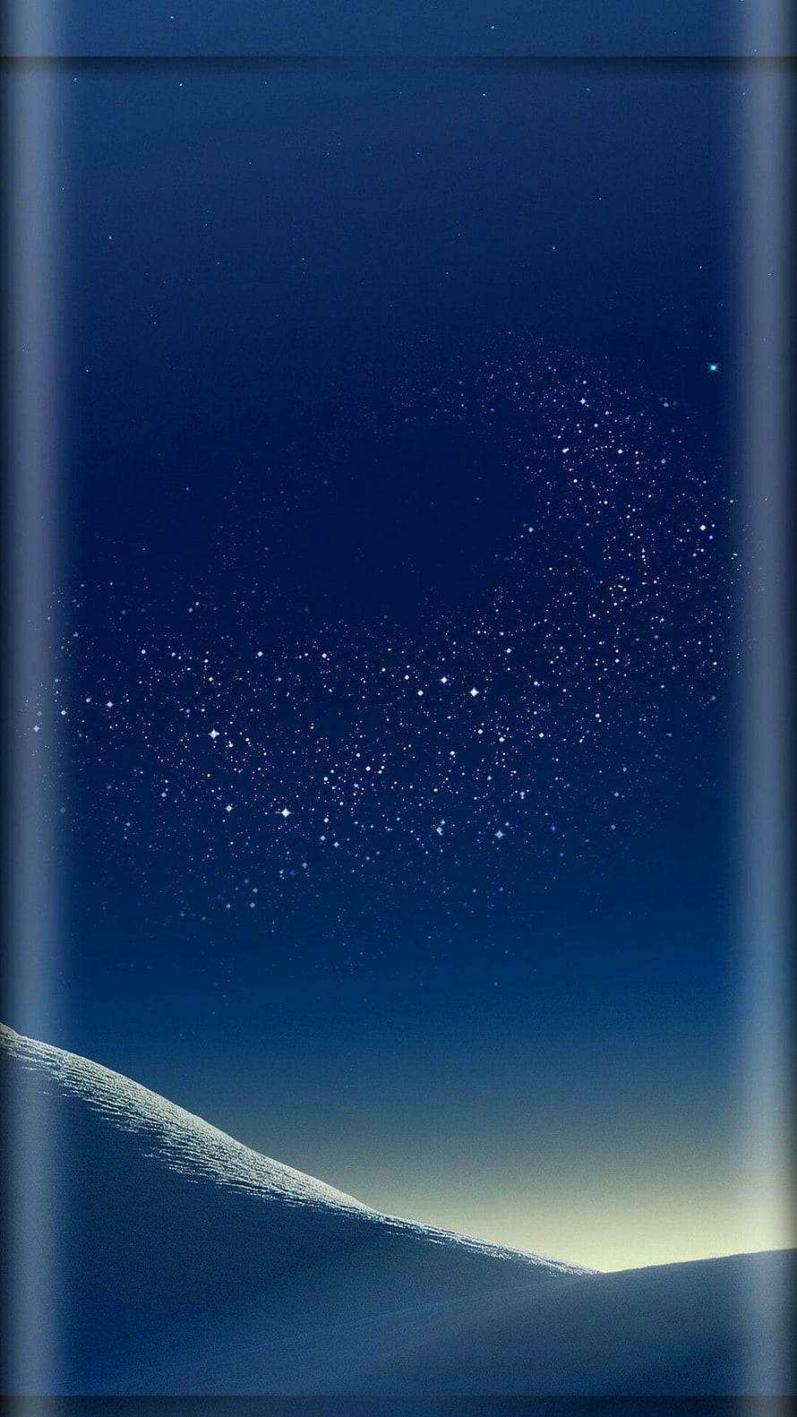 Serene Night Sky Over Snowy Dunes with Starry Constellation and Soft Horizon Glow HD phone wallpaper