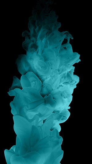 Ethereal Turquoise Ink Plume Rising Through Dark Water HD phone wallpaper