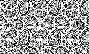 Monochrome Paisley Bandana Pattern with Intricate Floral Motifs and Dotted Details HD wallpaper