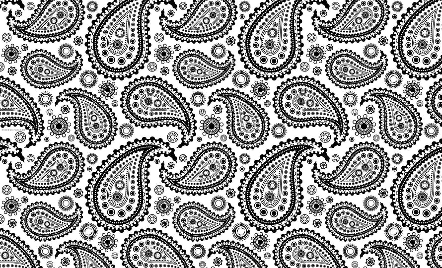 Monochrome Paisley Bandana Pattern with Intricate Floral Motifs and Dotted Details HD wallpaper