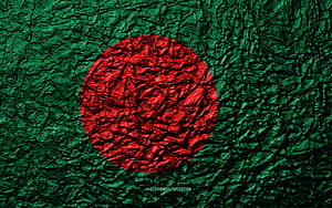 Bangladesh National Flag with Crumpled Texture and Deep Green Background HD wallpaper