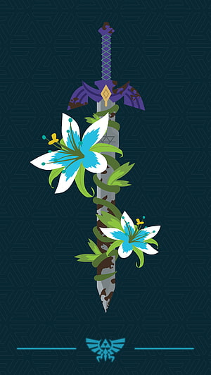 The Legend of Zelda Breath of the Wild Master Sword with Lilies and Vines HD phone wallpaper