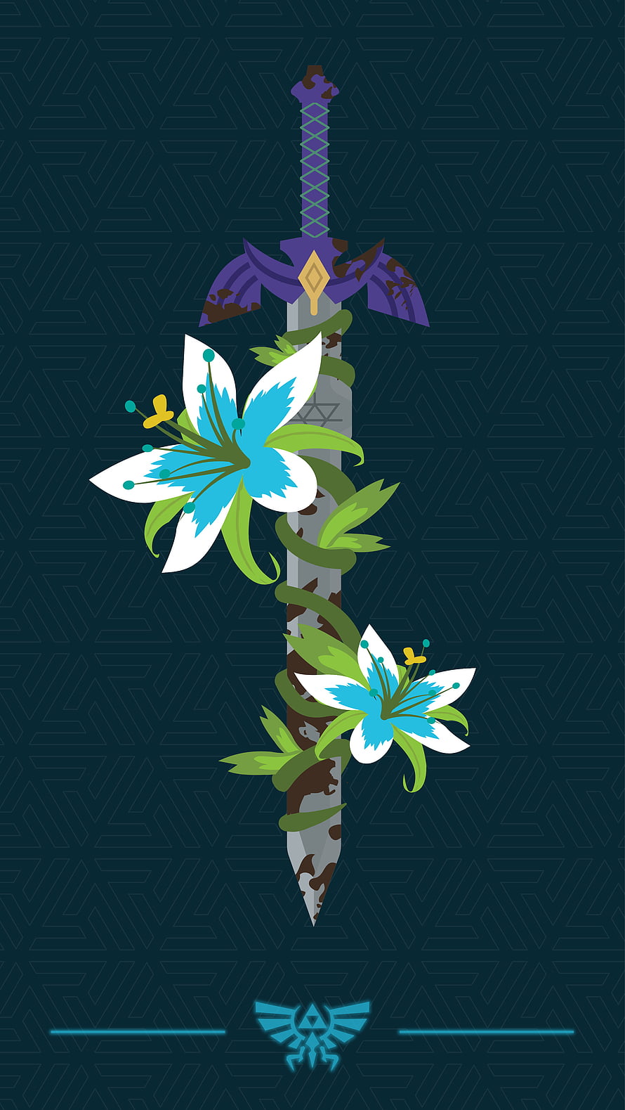 The Legend of Zelda Breath of the Wild Master Sword with Lilies and Vines HD phone wallpaper