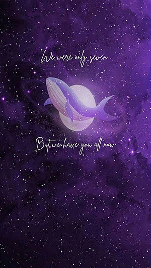BTS Purple Whale Galaxy Artwork with Inspirational Quote HD phone wallpaper