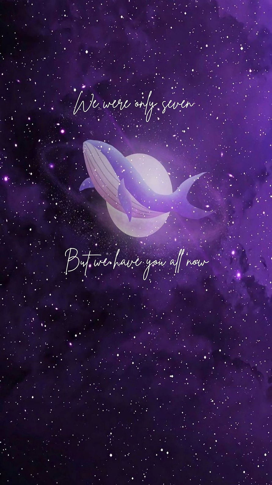 BTS Purple Whale Galaxy Artwork with Inspirational Quote HD phone wallpaper