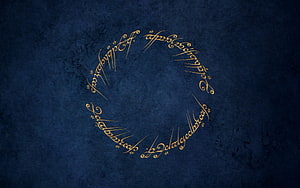 Lord of the Rings Elvish Script Circle on Dark Blue Textured Background HD wallpaper