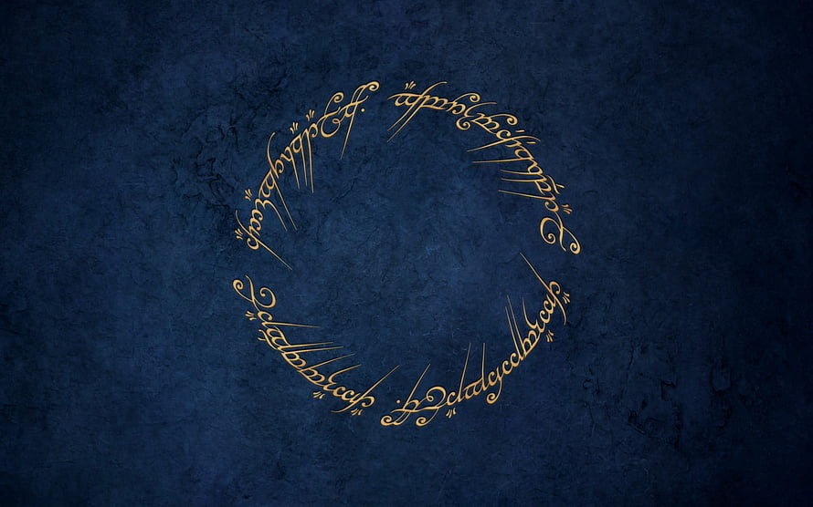 Lord of the Rings Elvish Script Circle on Dark Blue Textured Background HD wallpaper
