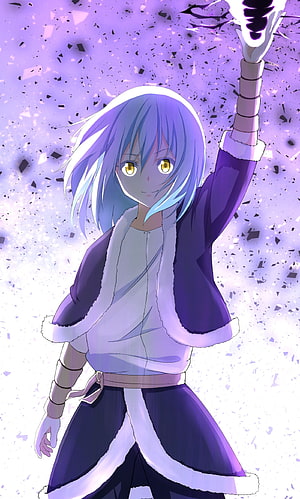 Rimuru Tempest Anime Character with Purple Hair and Golden Eyes HD phone wallpaper