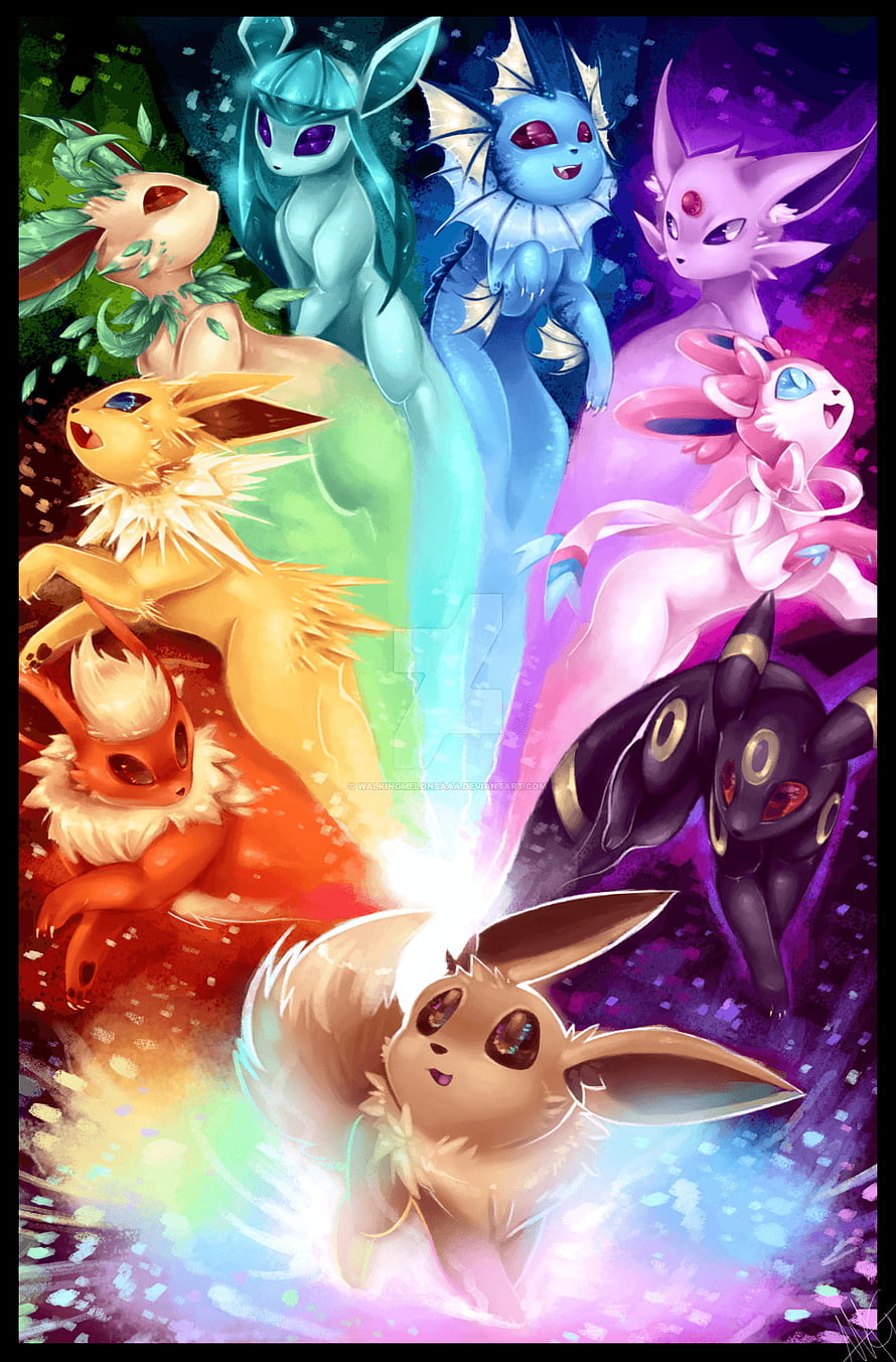 All Eeveelutions Pokemon Artwork Featuring Espeon Umbreon Sylveon and More HD phone wallpaper